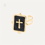 Bague Croix Dorée élégante en métal doré