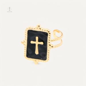 Bague Croix Dorée élégante en métal doré