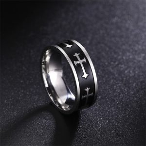 Bague pour Homme avec motif de croix, accessoire spirituel moderne