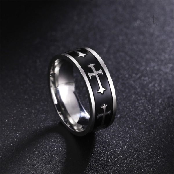 Bague pour Homme avec motif de croix, accessoire spirituel moderne