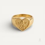 Bague Cœur avec Ange en Relief