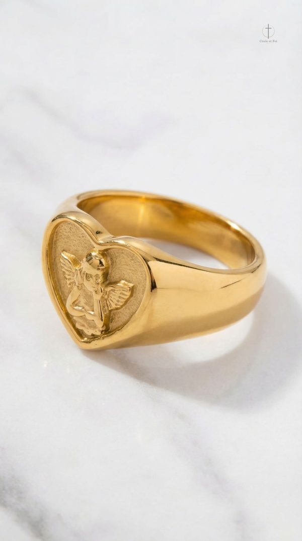 Bague Croix avec Accent en Relief