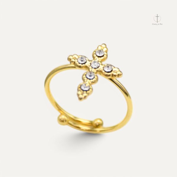 bague-croix-brillance-divine-1 Bague Croix Brillance Divine en métal brillant