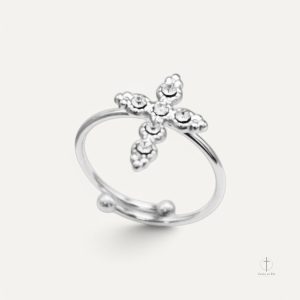 Bague croisée élégante avec éclats scintillants