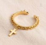 Bague Croix avec Chaîne, accessoire tendance pour femmes