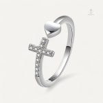 Bague Croix Argent avec motif de cœur