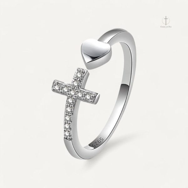 bague-croix-coeur-argent-1 Bague Croix Argent avec motif de cœur