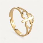 Bague Croix avec design cœur entrelacé
