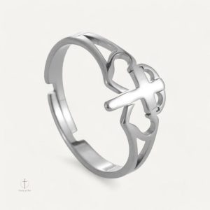 Bague élégante au motif croisé et cœur entrelacé