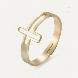 Bague Croix Design Ouvert élégante et moderne
