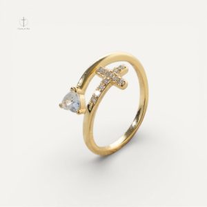 Bague Croix Élégante avec Pierre Précieuse