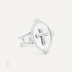 Bague Croix délicate en nacre blanche