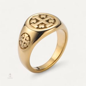 Bague Croix de Jérusalem en doré élégant