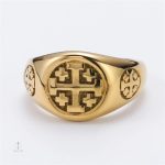 Bijou Bague Croix Jérusalem, finition dorée