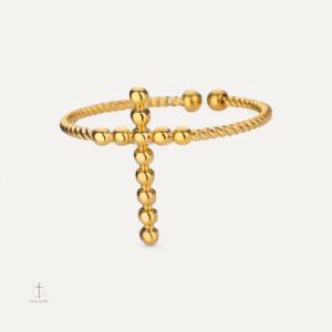 Bague Croix Perlée en argent élégant et raffiné