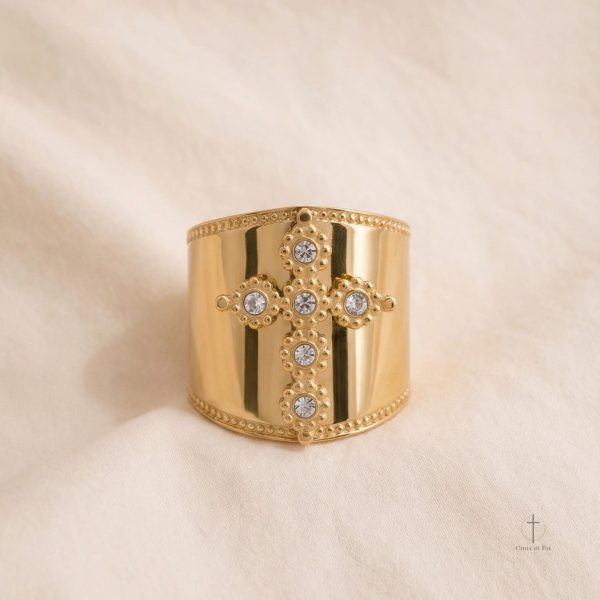 Bague Croix au design sculpté contemporain