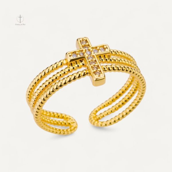 Bague Croix Taille Ajustable en métal