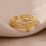 Bague Croix ajustable, accessoire de mode unique