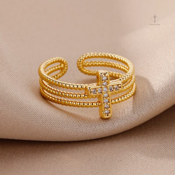 Bague Croix ajustable, accessoire de mode unique