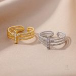 Bague ajustable avec motif croisé classique