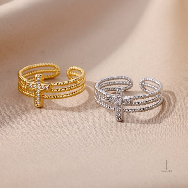 Bague ajustable avec motif croisé classique