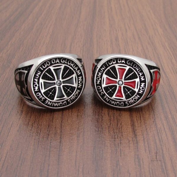 Bague Croix avec motifs Templier raffinés