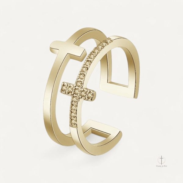 bague-double-croix-scintillante-1 Bague Croix Scintillante Double