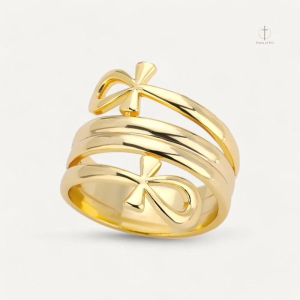 Bague Croix Double symbolisant la vie et la spiritualité