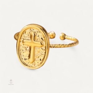 Bague en or avec motif de croix pour femme