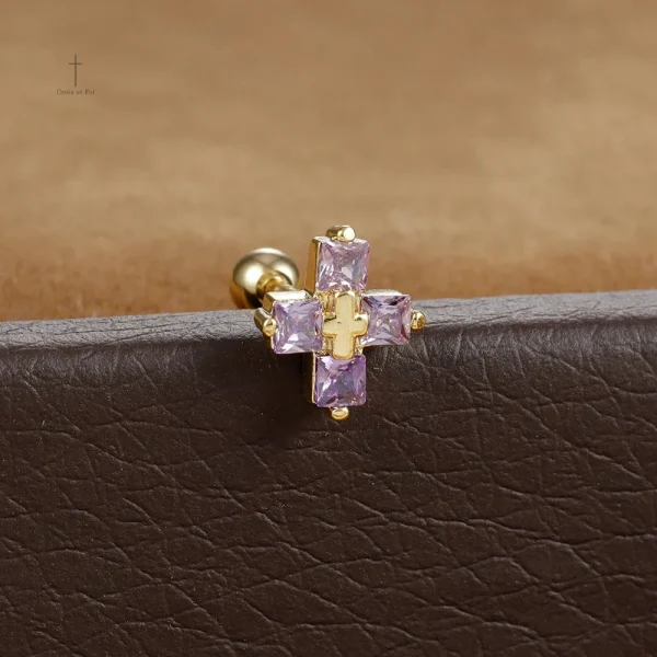 Boucles d'oreilles cristaux croisés étincelants