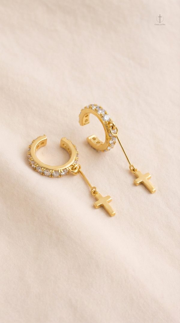 Boucles pendantes en croix, ajout de pierres