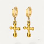 Boucles D'Oreilles Croix Dorées Éclatantes