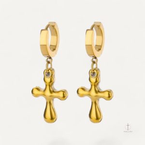 Boucles D'Oreilles Croix Dorées Éclatantes