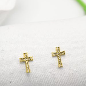 Boucles d'oreilles croix élégantes pavées