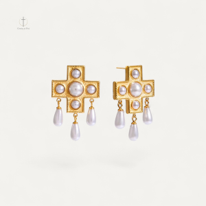 Boucles d'oreilles croix avec perles décoratives