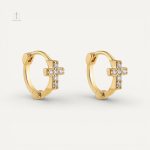 Boucles d'oreilles créoles croix serties