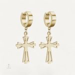 Boucles d'oreilles croisées avec pendentif en croix