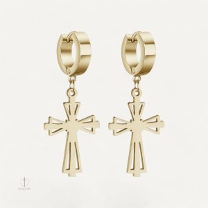 Boucles d'oreilles croisées avec pendentif en croix