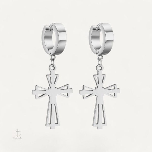 Boucles d'oreilles élégantes avec croix suspendue, style unique
