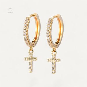 Boucles d'oreilles croisées chrétiennes élégantes