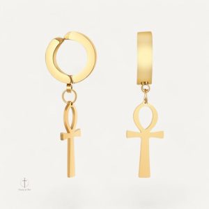 Boucles d'oreilles croix Ankh pour homme