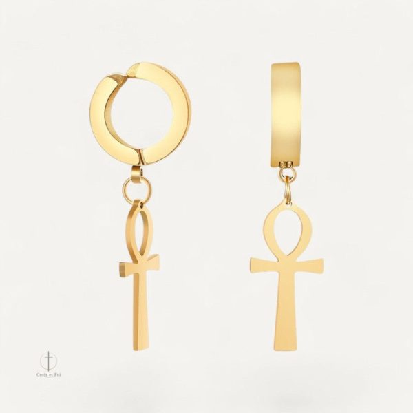 Boucles d'oreilles croix Ankh pour homme