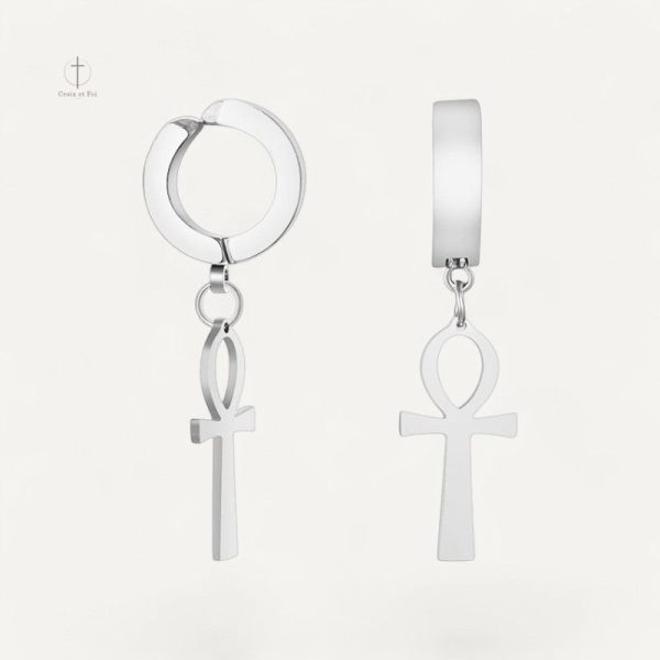 Bijoux homme : boucles d'oreilles croix Ankh élégantes