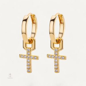 Boucles d'oreilles croisées brillantes en métal