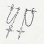 Boucles d'oreilles croix en chaîne élégantes et contemporaines