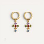 Boucles d'oreilles colorées en forme de croix