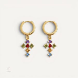 Boucles d'oreilles colorées en forme de croix