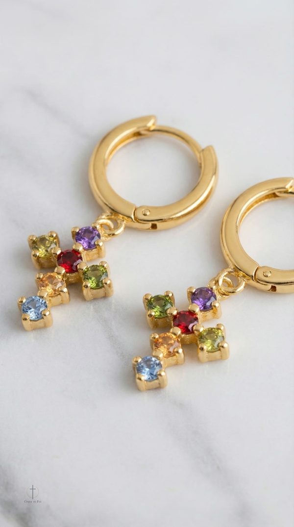 Boucles d'oreilles en croix aux couleurs variées