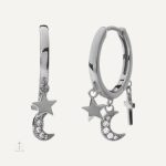 Boucles d'oreilles design croix lune étoile, élégance moderne