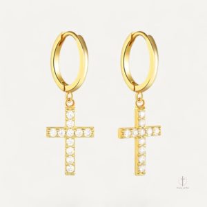 Boucles d'oreilles croix diamantée élégantes et raffinées